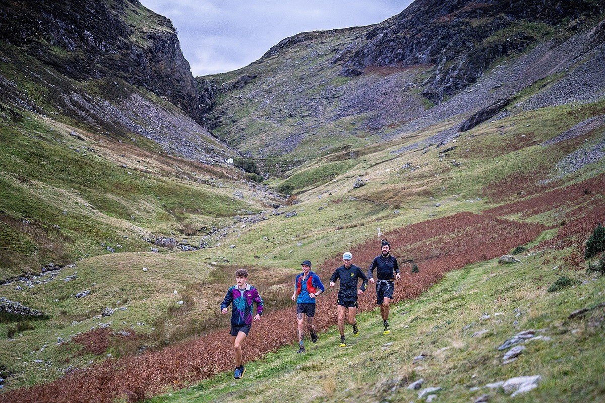 George (2nd from right) and support runners, setting a blistering pace on the fell today  © Tom McNally Photography
