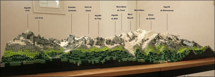 The Mont Blanc Massif in Lego: northern aspect.  © Sébastien Cuomo