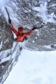 Malcolm Bass leading the well iced top pitch of Taliballan in the Grey Corries