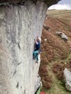 The classic thumb sprag move on ‘On the Rocks’ at Back Bowden.
