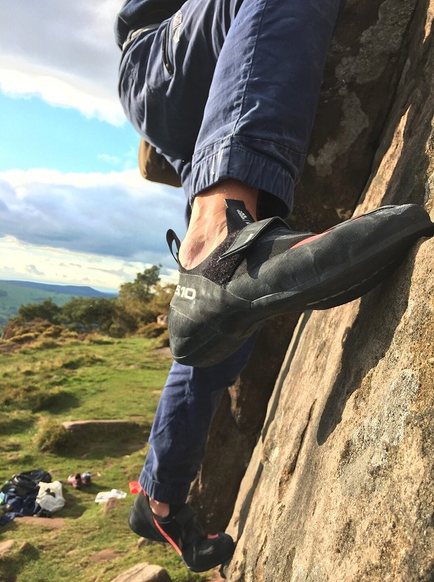 Although notionally a down-turned shoe, the Crawe flex enough to make them good for smearing  © UKC Gear