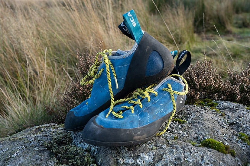 Scarpa Helix is a medium soft shoe with excellent friction.  © UKC Gear