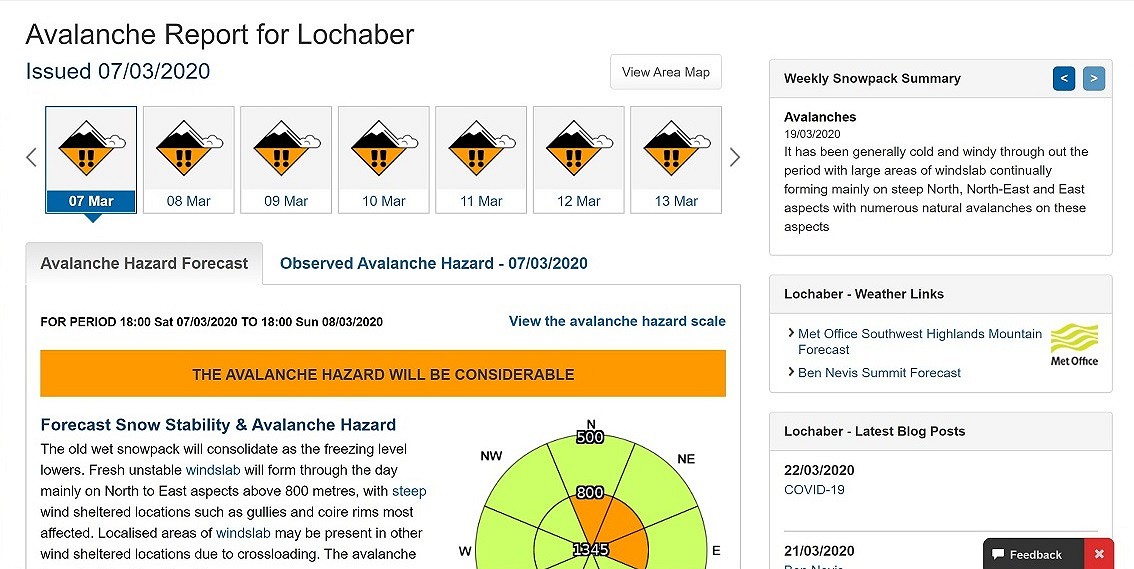 Avalanche hazard forecast Lochaber  © SAIS