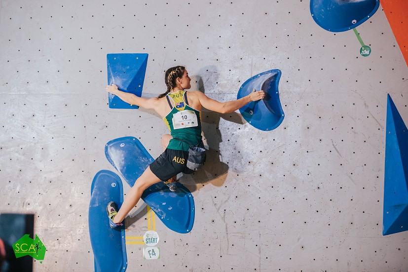 Boulder World Cup finalist Oceana Mackenzie - a firm favourite in the Oceania Continental Championships.  © Nathan McNeil/IFSC