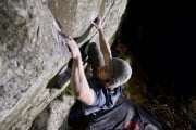 Making the most of the night time connies on a quality bit of Scottish bouldering esoterica
