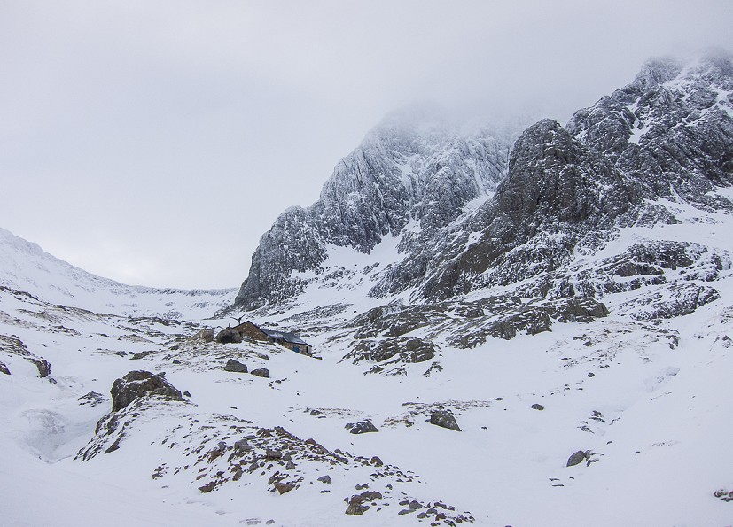 CIC Hut and the misty crags of Ben Nevis - here be dragons  © Dan Bailey