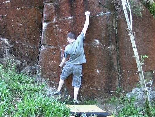 Rivers of Blood Sit Start - 7C original sequence.  First ascent  © bentley's biceps