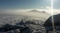 Snow man at Hare Tor Dartmoor Winter 2020
