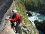 Completing the traverse on Suicide Wall