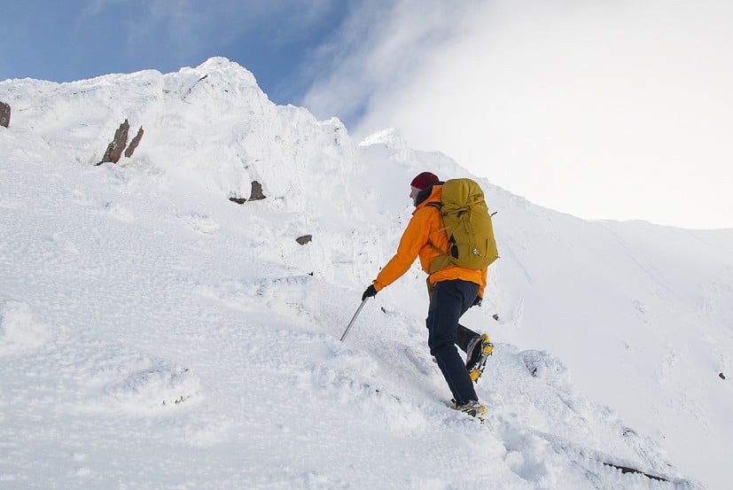 The trousers have a trim lower leg, reducing the risk of snagging a crampon  © Dan Bailey