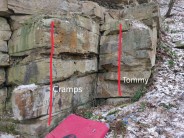 The right side of the Middle Quarry showing the lines for Cramps (f3) and Tommy (f6a)