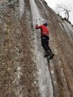 Top Rope ascent by David Coley, of the ice route that formed in the -15c ice in 2021