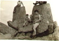 Tryfan Summit, summer 1959, I'm the little chap on the left. Note the triconis on my mum's boots!