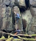 The thin blade of Excalibur 6a+, Calverley Woods.