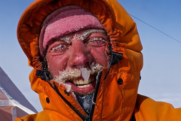 The author after a long day skidooing in cold temperatures  © Ian Hey