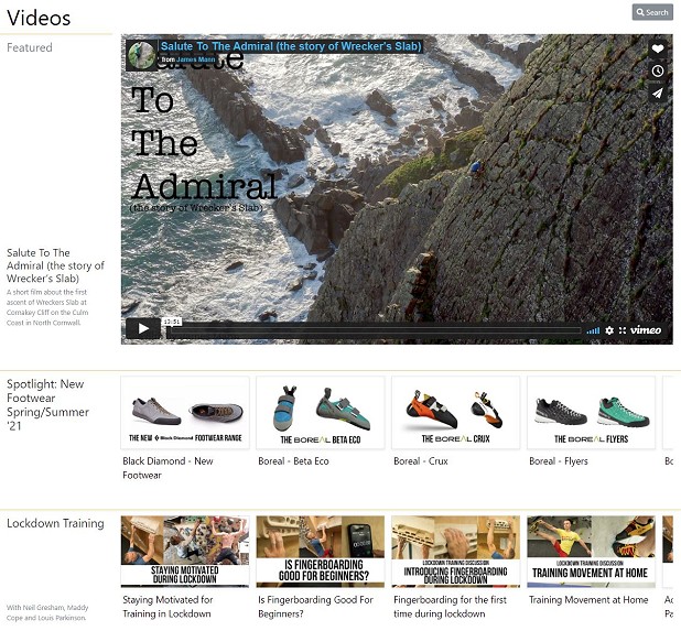 New Videos homepage  © Paul Phillips - UKC and UKH