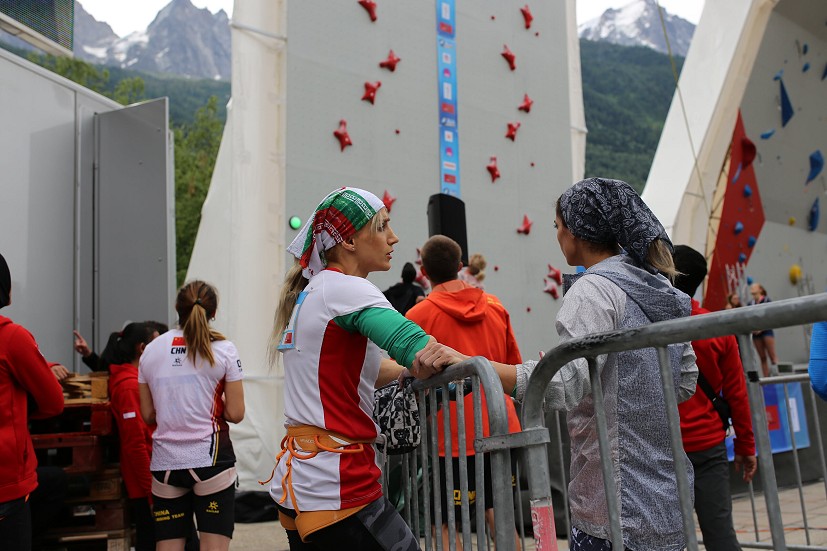 Farnaz competing in the IFSC World Cup in Chamonix.  © Farnaz Esmaeilzadeh