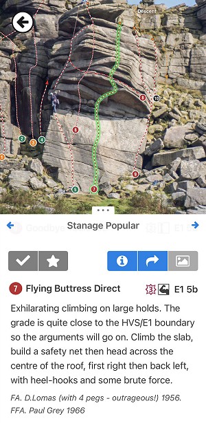 Flying Buttress topo - full PDFs of crags are also available.  © Rockfax