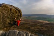 Moving to the perfect pinch on Bad Moon Rising at Thorn Crag