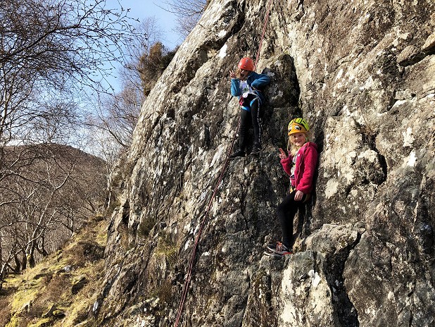 Clowning around at the crag - good to put something warm over the top when they're not climbing  © Dan Bailey