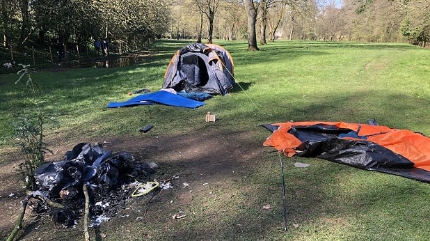 Fly campers leave their mess for others to clean up - in this case in the Eden Valley, but it's common everywhere  © Andy Ovens