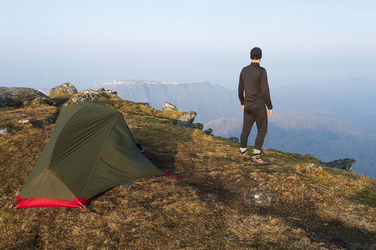 Dornie top and bottoms - not elegant, but useful night wear on a spring summit camp  © Dan Bailey
