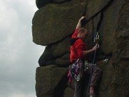 pip on Flash Wall at Nether Tor, Peak District
