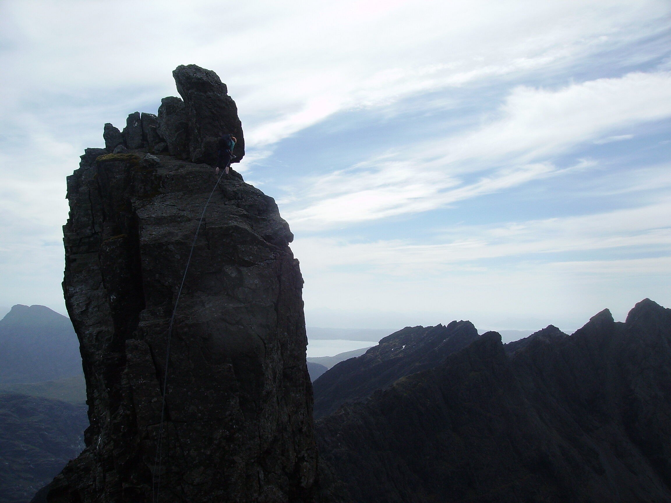 About to abseil from the Inaccessible Pinnacle on the Cuillin Ridge.  © Rachel Crolla