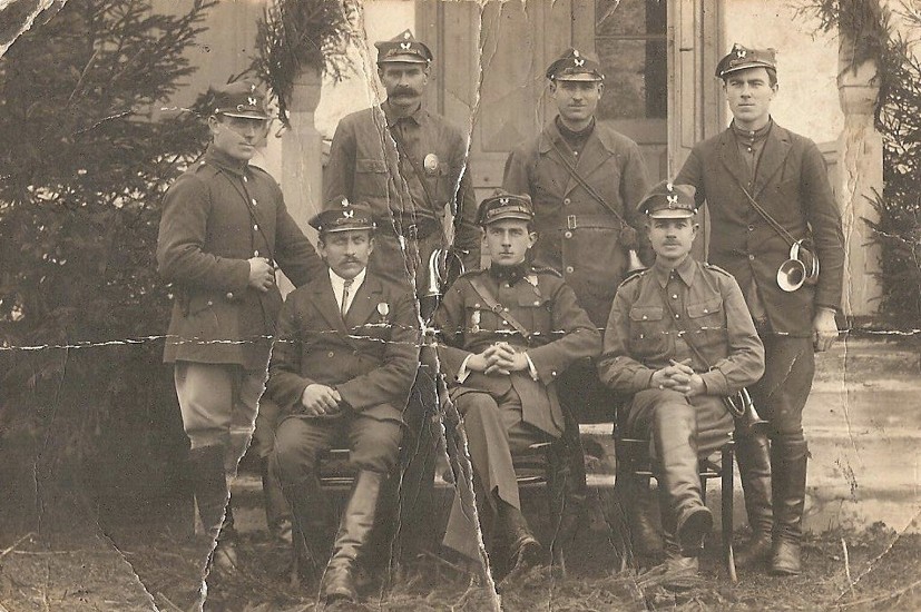 Karolina's great-grandfather (her Babcia's father), top-right, in the Polish Army.  © Karolina Haluszczak