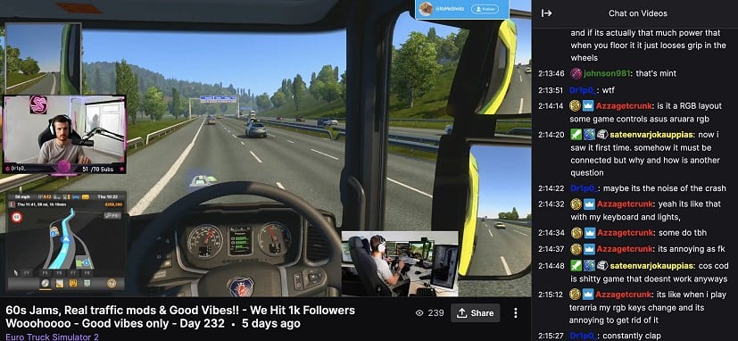 Twitch holds great appeal for gaming streamers. ShnitzCentral playing Euro Truck Simulator 2.   © ShnitzCentral
