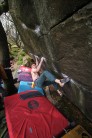 Rob Knowles getting close to the tricky final set of moves on Jerry's Reverse (7B+)