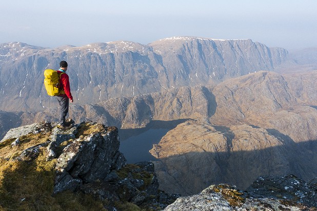 The mighty wall of Beinn Lair, one of the country's biggest cliffs, from the summit of A' Mhaighdean  © Dan Bailey