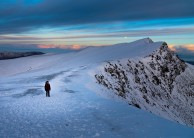 Nightfall on Blencathra in deep winter (northern Lake District).