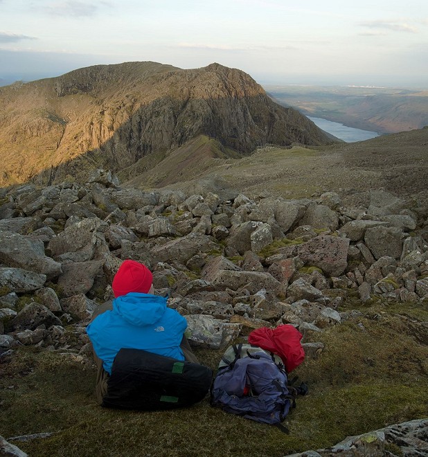 A surprising bivvy spot on the stony summit of Scafell Pike  © Ronald Turnbull