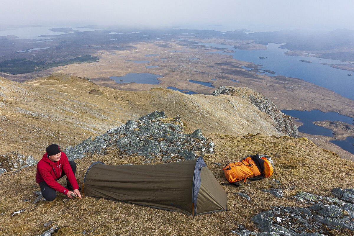 Testing the Squall on a summit bivvy in Fisherfield  © Dan Bailey