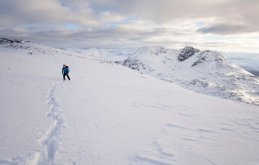 Hard going on the ascent of Sgorr Ruadh, with Fuar Tholl behind  © James Roddie