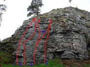 Topo of sport routes on Marvel Buttress