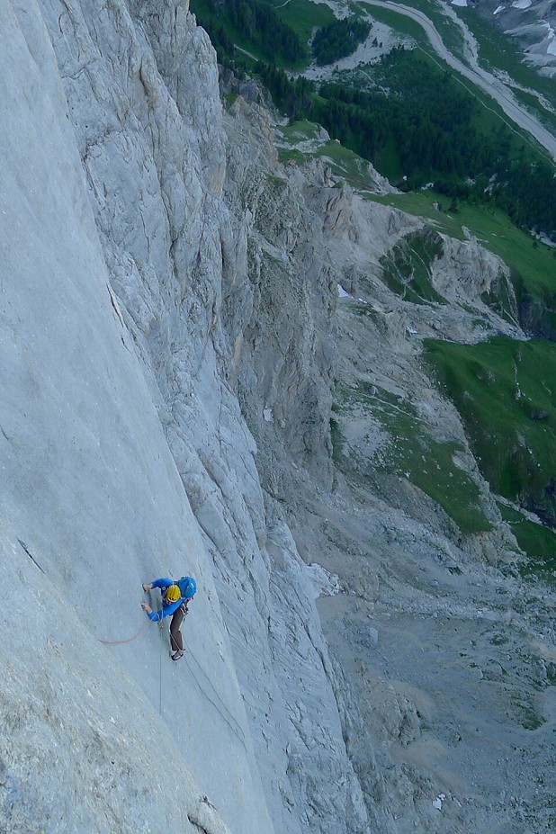 My first Driclime Jacket in use on 'The Fish' on the Marmolada   © Calum Muskett