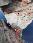 Climbing the last pitch of Old Man of Hoy