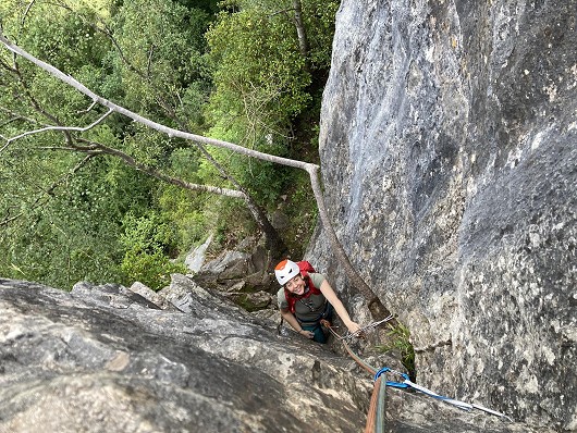 Sara seconding the 2nd pitch of Central Rib Route 1  © emmaharrington