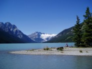 Camping by Glacier Lake, Canadian Rockies.