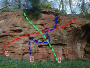 Routes on the central part of the crag.