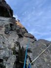The crux arête from the belay