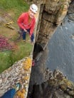 Walnut V.Diff. Latheronwheel, Caithness. Chris Marden belaying Alison Mclure on the improbably steep V.Diff.