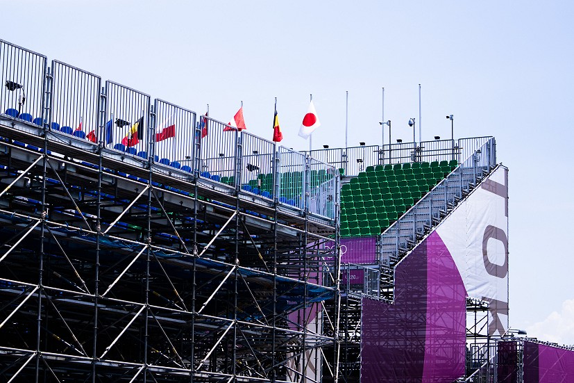 The stands at the Aomi Urban Sports Park, the location of Sport Climbing's debut.  © Daniel Gajda/IFSC