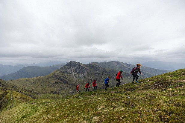 Ascending Sgurr a’ Mhaim after completing the Devil’s Ridge, Mamores (Day 1)  © inov8 - Black Trail Runners - Johny Cook