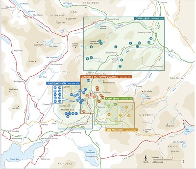 Moelwynion Map  © Climbers' Club