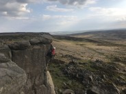 Tony Hextall making the final moves on Old Salt - at Stanage North