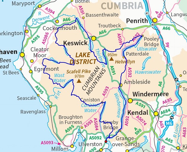Cumbria packraft map  © OS