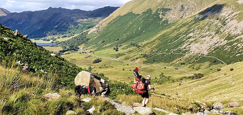 Packraft plus bivvy gear equals big pack - heading for Patterdale  © Tom Phillips & Alistair Shawcross